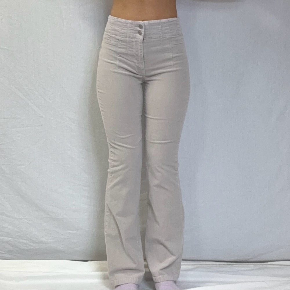 High-Rise Flare Pants in Light Beige